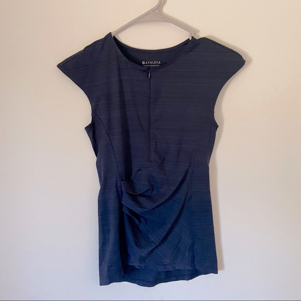 ATHLETA Pacifica Wrap Ruched Tank NAVY